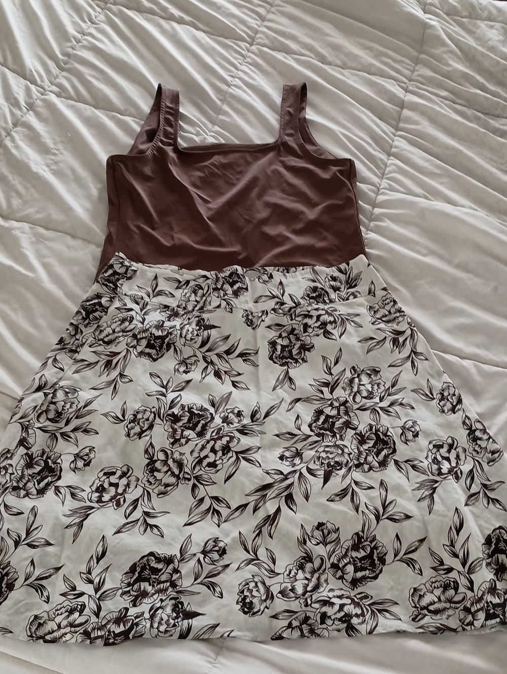 LOFT Brown Print Skirt With Nine West Tank